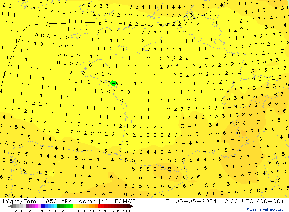 Z500/Rain (+SLP)/Z850 ECMWF ven 03.05.2024 12 UTC