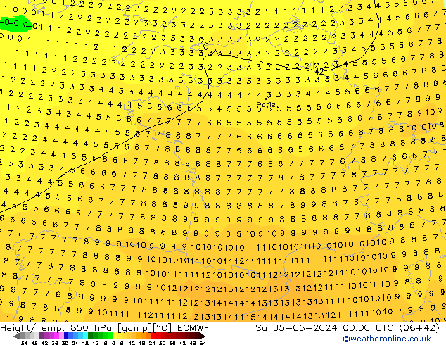 Z500/Rain (+SLP)/Z850 ECMWF Su 05.05.2024 00 UTC