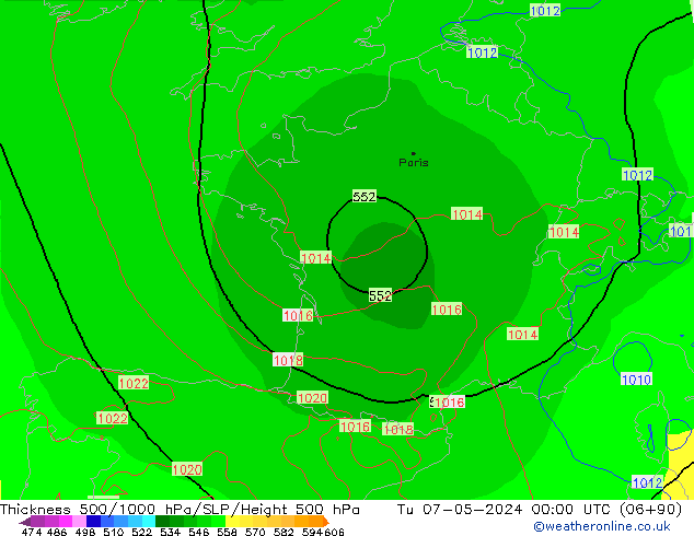 Thck 500-1000hPa ECMWF Tu 07.05.2024 00 UTC