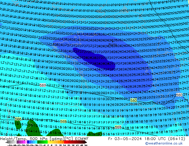 Z500/Rain (+SLP)/Z850 ECMWF pt. 03.05.2024 18 UTC