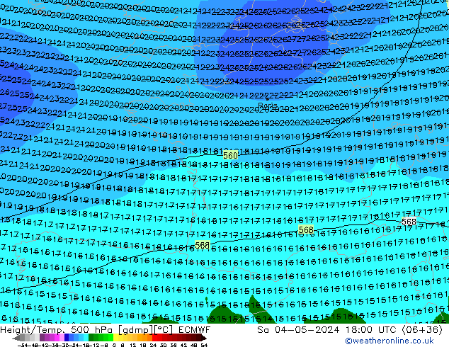 Z500/Regen(+SLP)/Z850 ECMWF za 04.05.2024 18 UTC