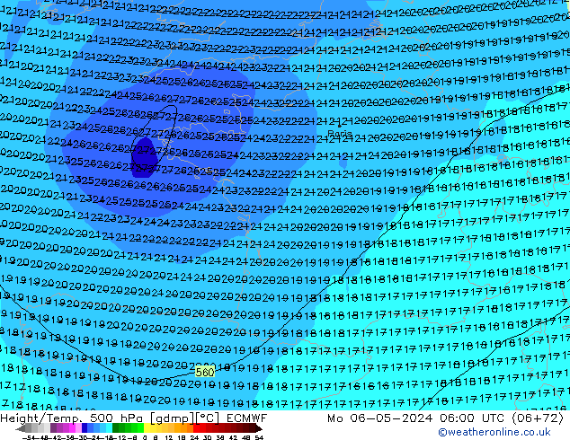 Z500/Rain (+SLP)/Z850 ECMWF пн 06.05.2024 06 UTC