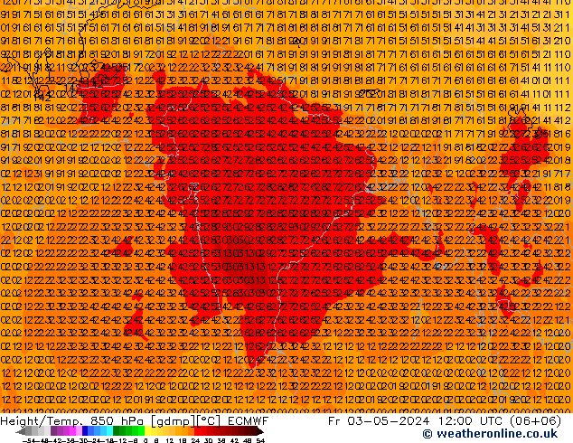 Height/Temp. 850 hPa ECMWF pt. 03.05.2024 12 UTC