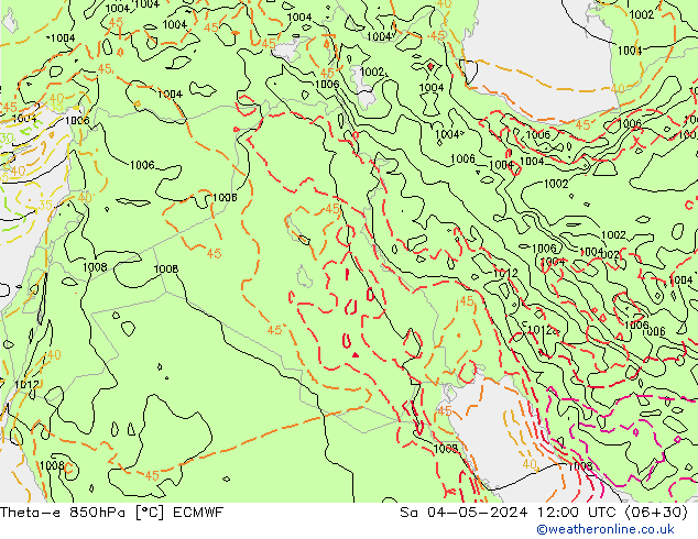 Theta-e 850гПа ECMWF сб 04.05.2024 12 UTC