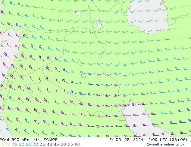 Wind 500 hPa ECMWF Fr 03.05.2024 12 UTC
