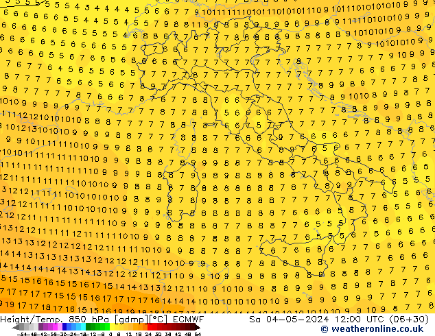 Z500/Rain (+SLP)/Z850 ECMWF Sa 04.05.2024 12 UTC