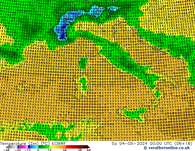 Temperature (2m) ECMWF Sa 04.05.2024 00 UTC