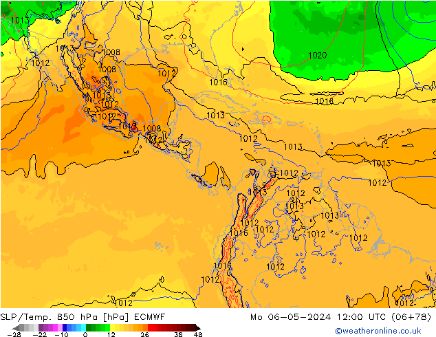 850 hPa Yer Bas./Sıc ECMWF Pzt 06.05.2024 12 UTC