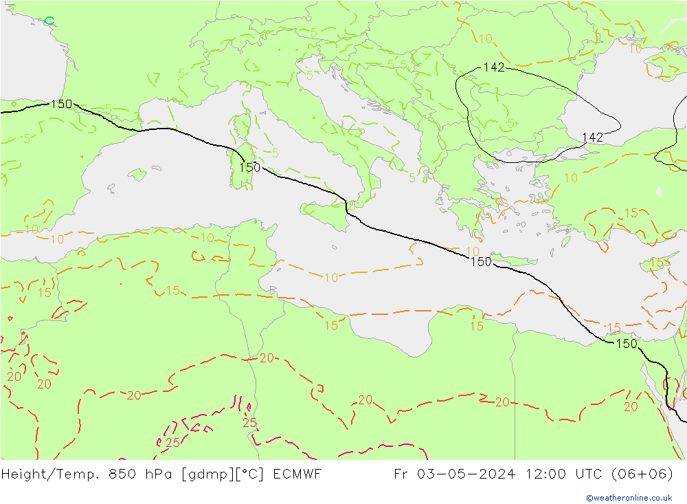 Z500/Rain (+SLP)/Z850 ECMWF Fr 03.05.2024 12 UTC