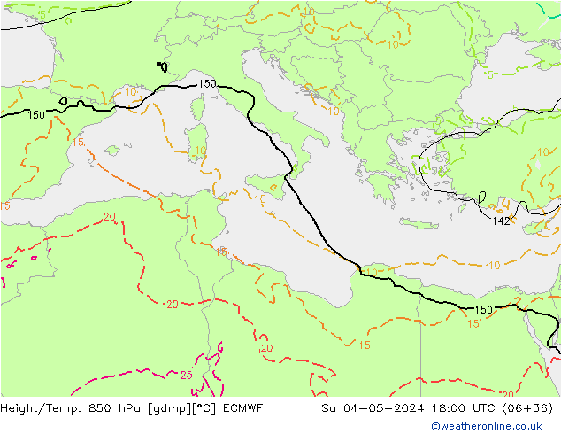 Z500/Rain (+SLP)/Z850 ECMWF Sa 04.05.2024 18 UTC