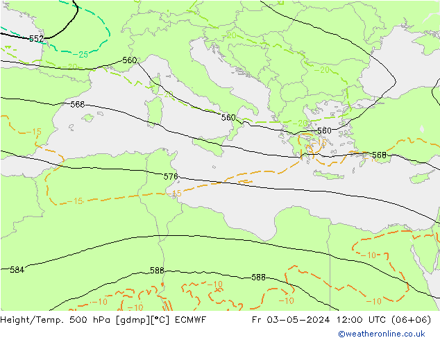 Z500/Rain (+SLP)/Z850 ECMWF pt. 03.05.2024 12 UTC