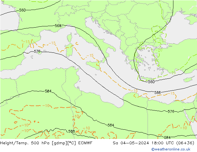 Z500/Rain (+SLP)/Z850 ECMWF Sa 04.05.2024 18 UTC