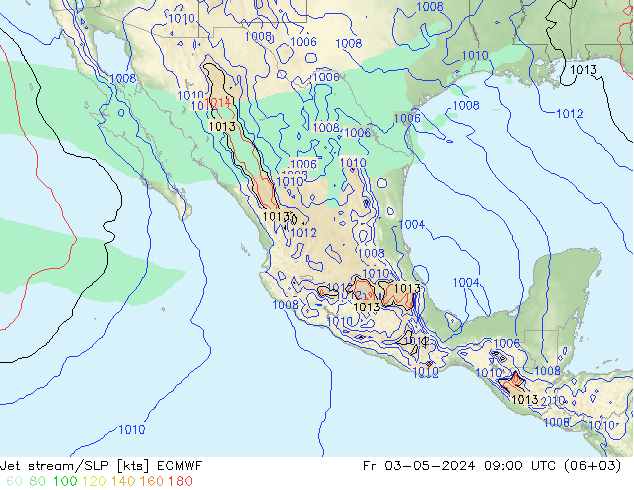 Corriente en chorro ECMWF vie 03.05.2024 09 UTC