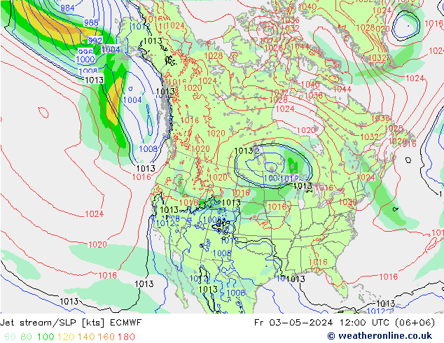 Polarjet/Bodendruck ECMWF Fr 03.05.2024 12 UTC