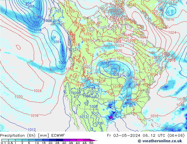 Precipitation (6h) ECMWF Fr 03.05.2024 12 UTC