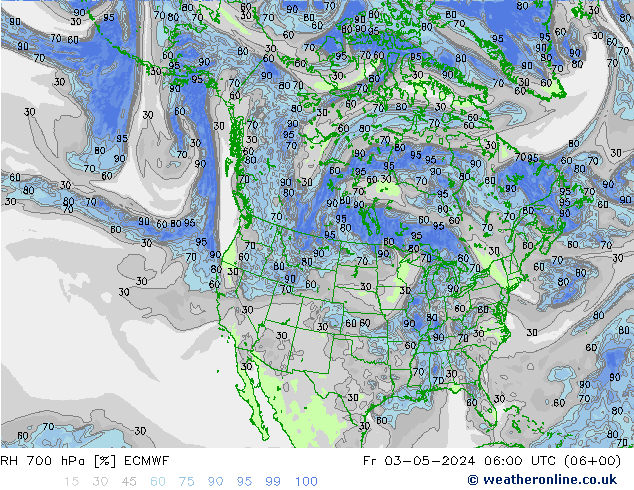 RH 700 hPa ECMWF Fr 03.05.2024 06 UTC