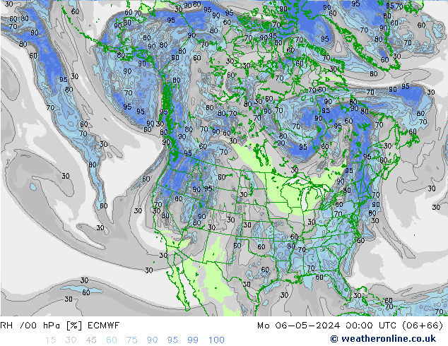 Humedad rel. 700hPa ECMWF lun 06.05.2024 00 UTC