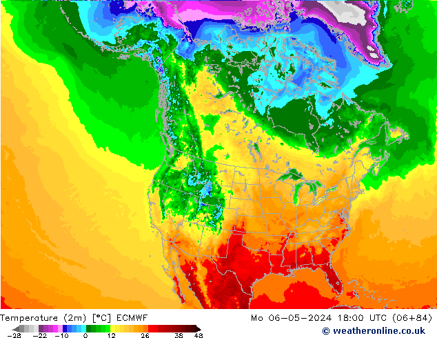 карта температуры ECMWF пн 06.05.2024 18 UTC