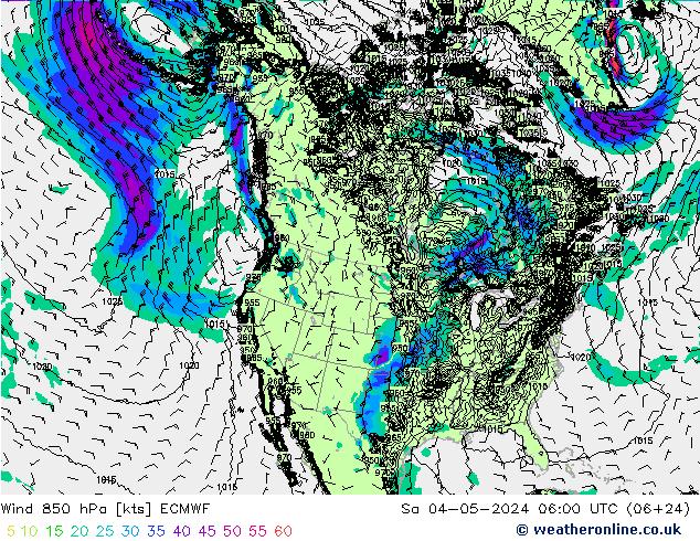 Wind 850 hPa ECMWF Sa 04.05.2024 06 UTC