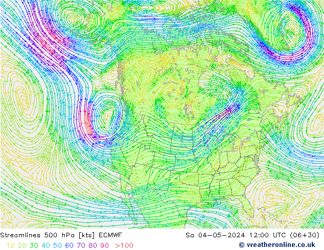 Línea de corriente 500 hPa ECMWF sáb 04.05.2024 12 UTC