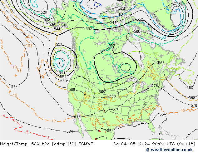 Yükseklik/Sıc. 500 hPa ECMWF Cts 04.05.2024 00 UTC