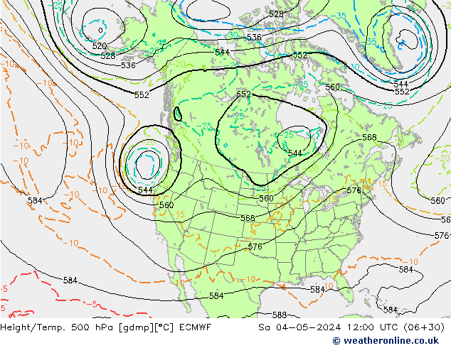 Z500/Rain (+SLP)/Z850 ECMWF Sa 04.05.2024 12 UTC