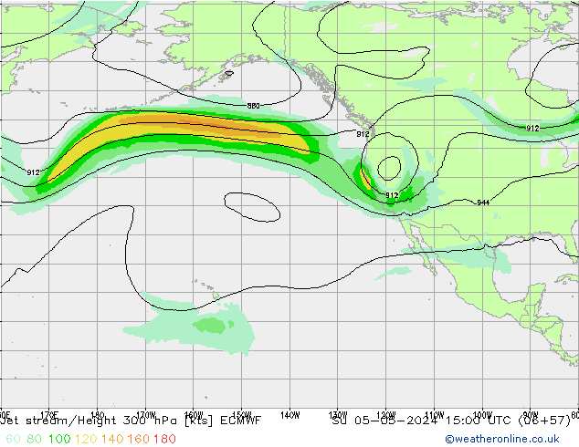 Jet stream/Height 300 hPa ECMWF Su 05.05.2024 15 UTC