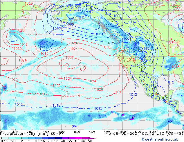 Z500/Rain (+SLP)/Z850 ECMWF lun 06.05.2024 12 UTC