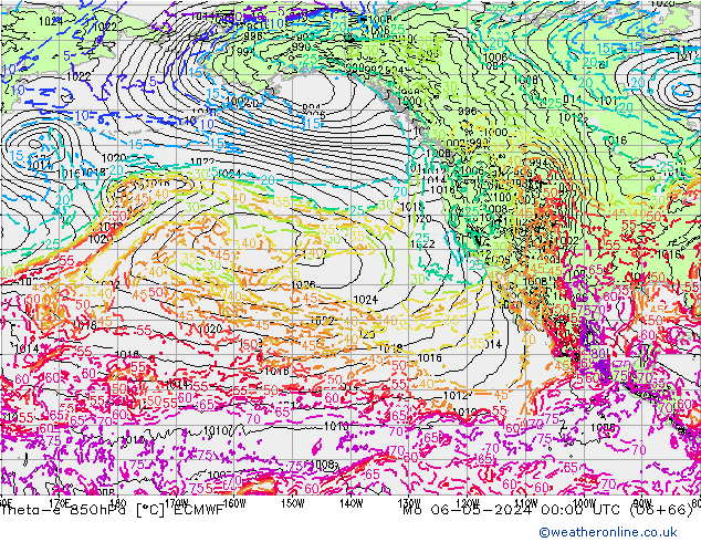 Theta-e 850hPa ECMWF Po 06.05.2024 00 UTC