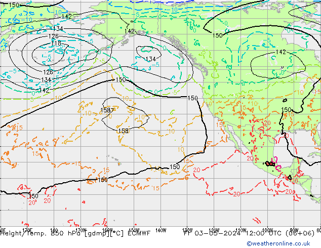 Z500/Yağmur (+YB)/Z850 ECMWF Cu 03.05.2024 12 UTC