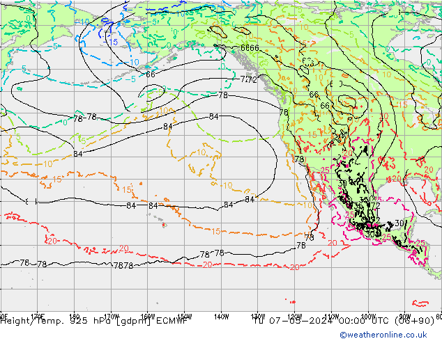 Height/Temp. 925 hPa ECMWF Tu 07.05.2024 00 UTC