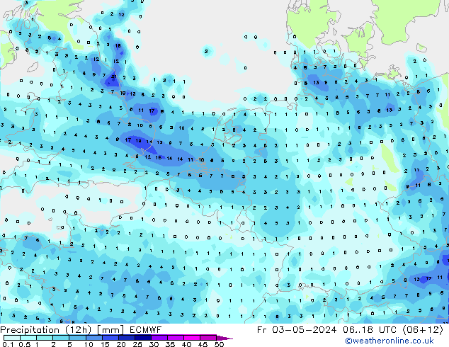 Yağış (12h) ECMWF Cu 03.05.2024 18 UTC