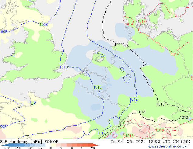 SLP tendency ECMWF Sa 04.05.2024 18 UTC