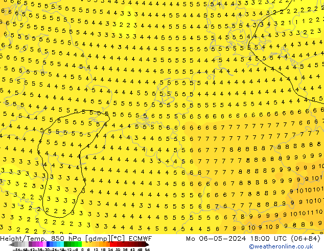 Z500/Rain (+SLP)/Z850 ECMWF Po 06.05.2024 18 UTC