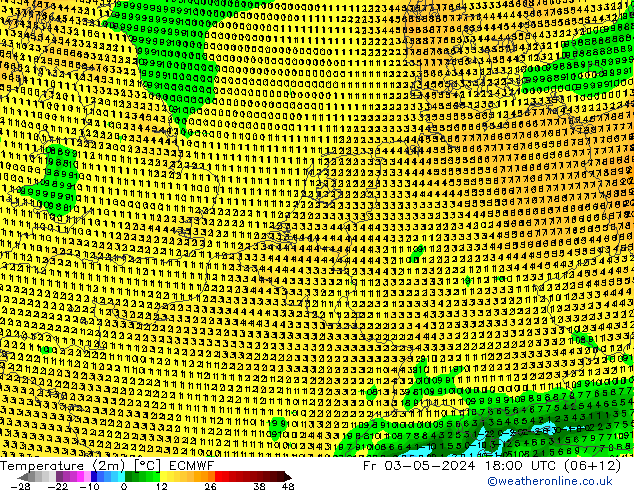 Sıcaklık Haritası (2m) ECMWF Cu 03.05.2024 18 UTC