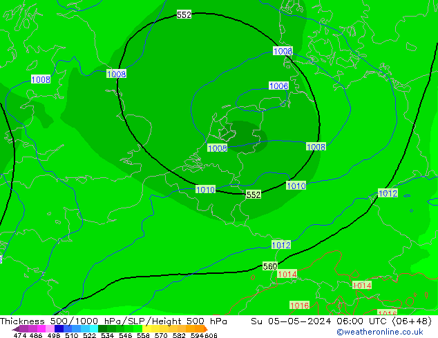 Thck 500-1000hPa ECMWF Ne 05.05.2024 06 UTC