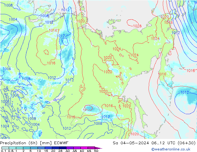 Z500/Rain (+SLP)/Z850 ECMWF sab 04.05.2024 12 UTC