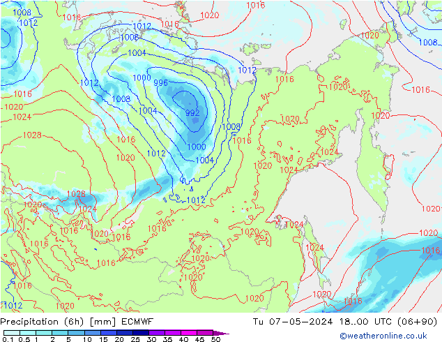 Z500/Rain (+SLP)/Z850 ECMWF Tu 07.05.2024 00 UTC