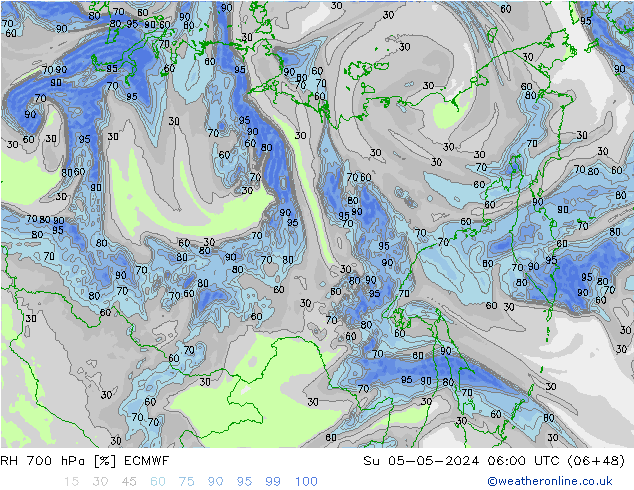 RH 700 hPa ECMWF Su 05.05.2024 06 UTC