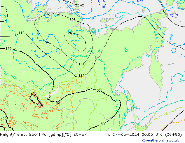 Z500/Rain (+SLP)/Z850 ECMWF Tu 07.05.2024 00 UTC