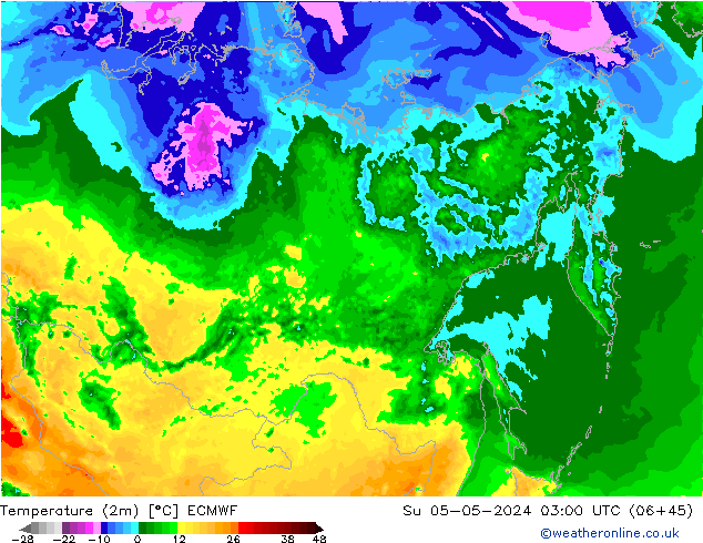 Temperatura (2m) ECMWF dom 05.05.2024 03 UTC