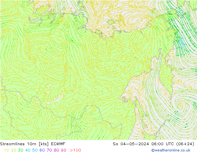 Linha de corrente 10m ECMWF Sáb 04.05.2024 06 UTC