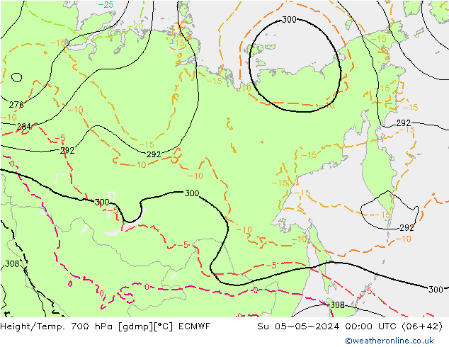 Height/Temp. 700 гПа ECMWF Вс 05.05.2024 00 UTC