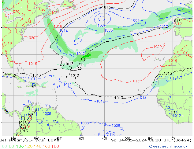 Straalstroom/SLP ECMWF za 04.05.2024 06 UTC