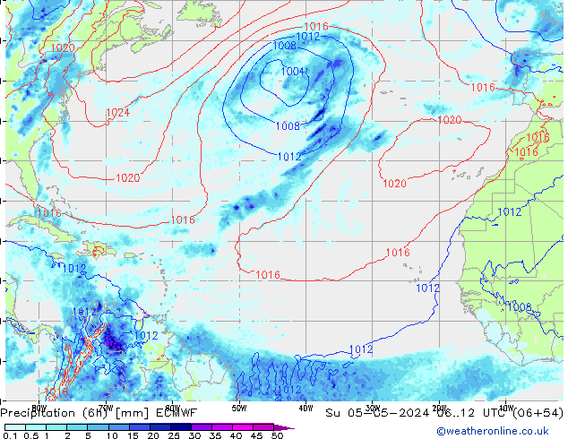 Z500/Rain (+SLP)/Z850 ECMWF Ne 05.05.2024 12 UTC