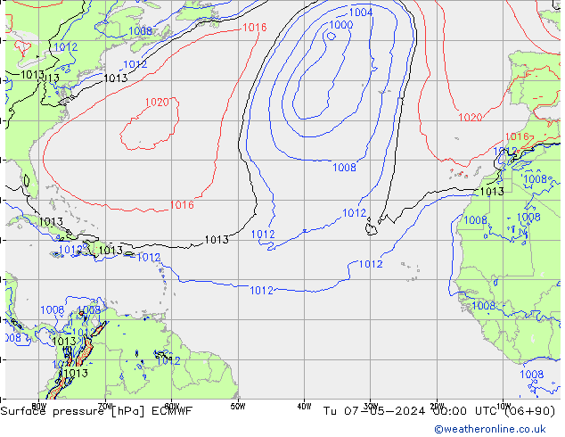 приземное давление ECMWF вт 07.05.2024 00 UTC