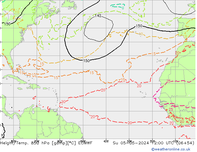 Z500/Rain (+SLP)/Z850 ECMWF Ne 05.05.2024 12 UTC