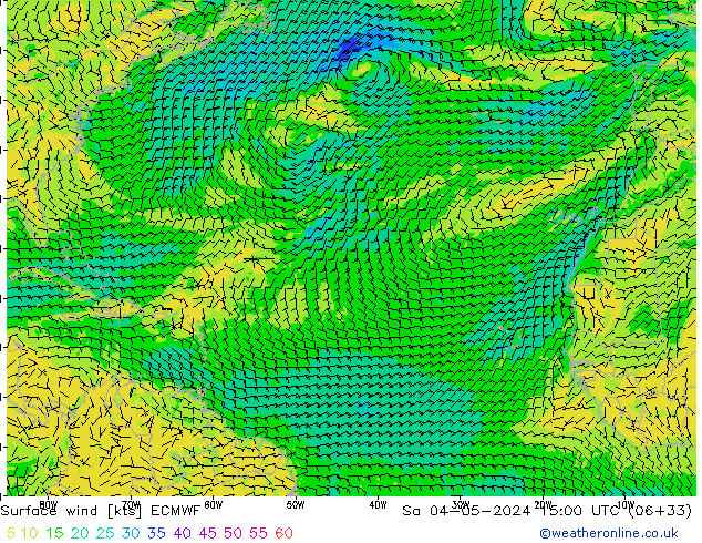 Surface wind ECMWF Sa 04.05.2024 15 UTC