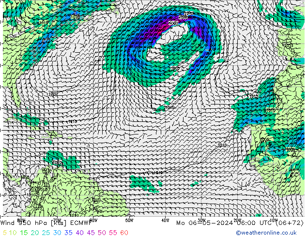 Wind 950 hPa ECMWF Po 06.05.2024 06 UTC