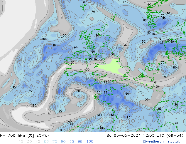 RH 700 hPa ECMWF Ne 05.05.2024 12 UTC